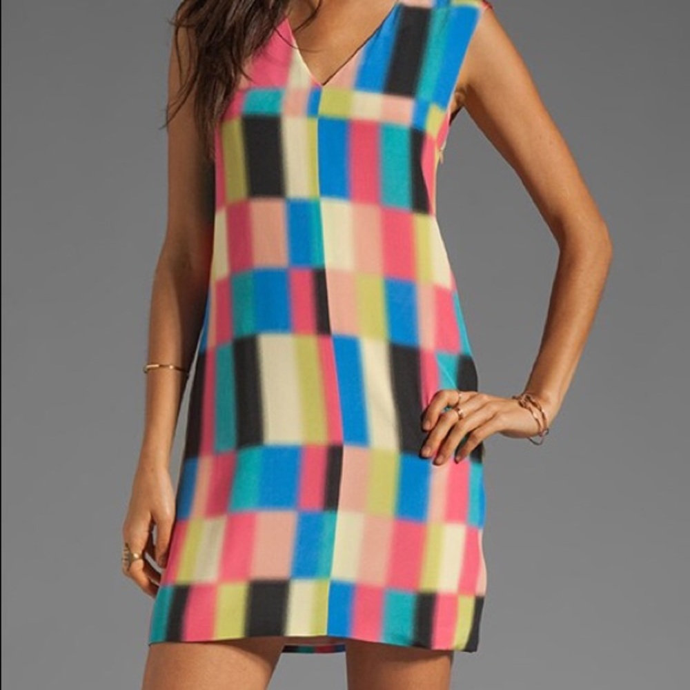 New Tibi Vertex Silk Shift 90’s Style Abstract dress